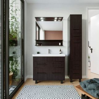 Зеркало с подсветкой Бриклаер Чили 4627125415074 80 см венге