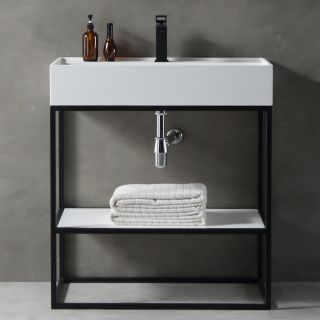 Консоль под раковину ABBER Stein AS2630 напольная 80см белый матовый