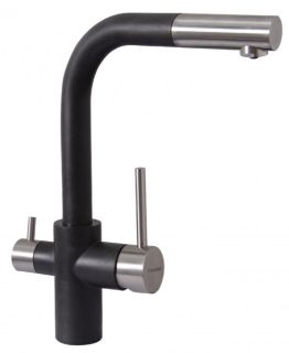 Смеситель для кухни Florentina Кристалл с подключением под фильтр чёрный