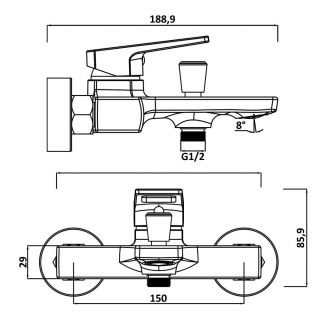 Смеситель для ванны Swedbe Kronos 2030B чёрный