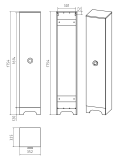 Напольный шкаф - пенал Misty Лейла 35см левый белый