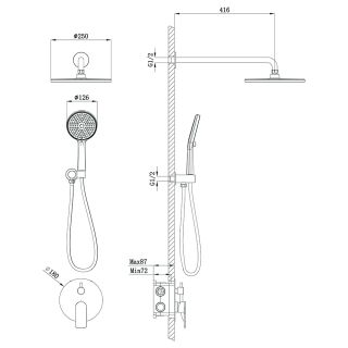 Встраиваемая душевая система LICATA, Золото брашинг