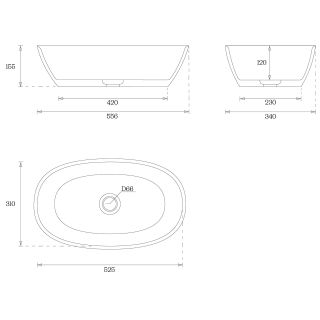 Раковина накладная by Deonria Luste 56см белый