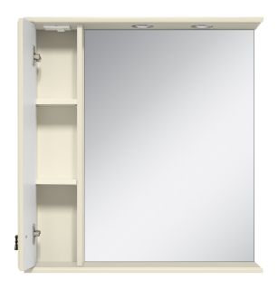 Зеркальный шкаф с подсветкой Misty Лувр 85см левый слоновая кость