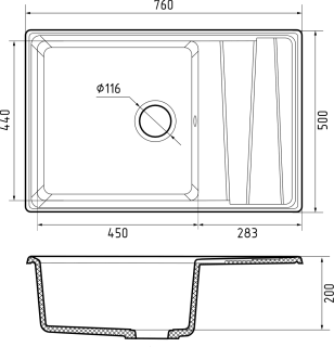 Мойка кухонная GranFest LEVEL LV-760L топаз