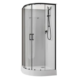 Душевая кабина Aquanet Passion Evo R Black 267256 90x90 см профиль чёрный матовый стекло прозрачное