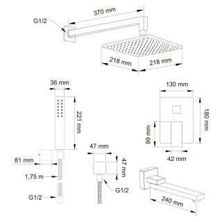 Душевой комплект Swedbe Platta 5546 хром