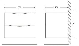 Тумба под раковину BelBagno подвесная 60x55см Rovere Moro MARINO-600-2C-SO-RW-P