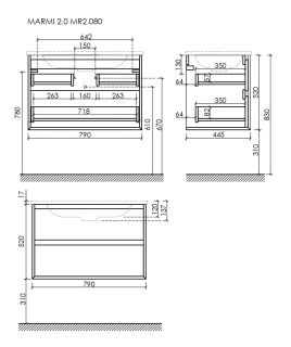Подвесная тумба под раковину Sancos Marmi 2.0 MR2.080EG 79см дуб галифакс натуральный