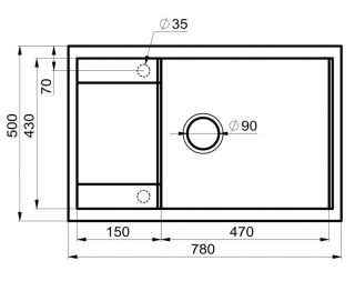 Мойка для кухни Milacio Navarra 78 Cuarzo MC.77053 серый металлик