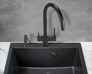 Смеситель для кухни Milacio Ultra MCU.554.TB под фильтр с краном для питьевой воды Total Black