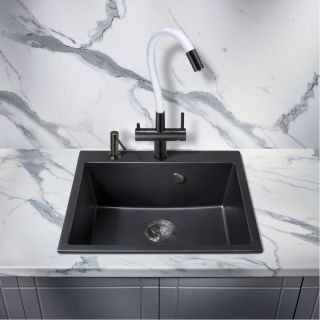 Смеситель для кухни Milacio Ultra MCU.560.TBW под фильтр с краном для питьевой воды и гибким изливом Total Black/White