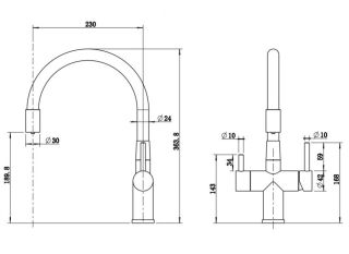 Смеситель для кухни Milacio Ultra MCU.560.WH под фильтр с краном для питьевой воды и гибким изливом белый