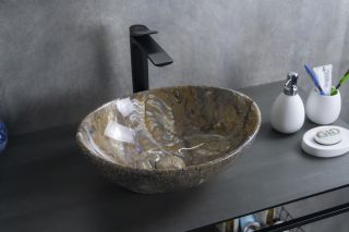 Раковина Gid Mnc138T 54472 накладная под камень глянцевая 41x34x15