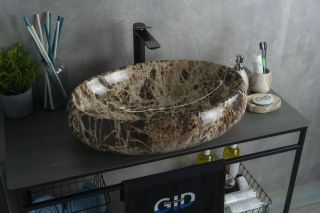 Раковина Gid Mnc168 54409 накладная под камень глянцевая 60x41x15