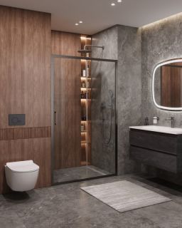 Душевая дверь CEZARES MOLVENO-BF-1-140-C-GM-IV оружейная сталь