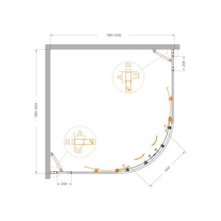 Душевой уголок CEZARES MOLVENO-R-22-100+20-C-GM-IV