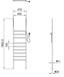 Полотенцесушитель электрический Wonzon & Woghand Bremen WW-A207-BG 47x180 см брашированное золото