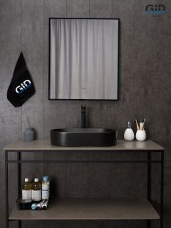 Раковина Gid N9020bg 53379 накладная черная  графит 52.5x30.5x11.5