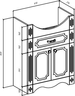 Тумба под раковину Bellezza Кантри 65см белый 00000011354
