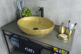 Раковина Gid Nc444 52233 накладная золотая 51x39x14.5