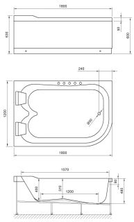 Гидромассажная ванна Royal Bath Norway Comfort 180x120см левая белый RB331100CM-L