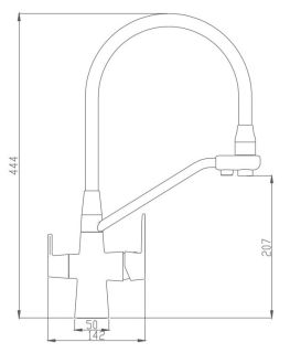Смеситель для кухни Haiba HB76855 с подключением фильтра питьевой воды чёрный/хром