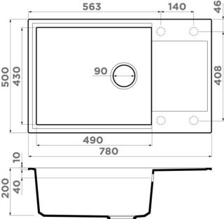 Мойка кухонная Omoikiri Sakaime 78-LB-BL чёрный