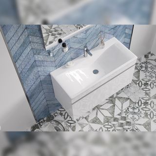 Тумба под раковину подвесная Velvex Pulsus tp.PUL.PUL.100.1Y белый глянец, 100 см