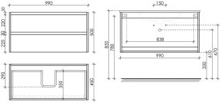 Подвесная тумба под раковину Sancos Libra LB100ECH 100см дуб чарльстон