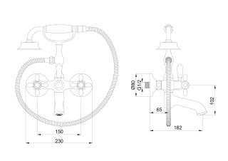 Смеситель для ванны с душем Wonzon & Woghand Retro WW-88639020-BG брашированное золото
