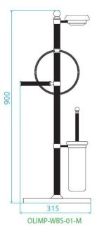 Стойка напольная с держателем туалетной бумаги щёткой для унитаза, полотенцедержателем и мыльницей, бронза Cezares OLIMP-WBS-02-M