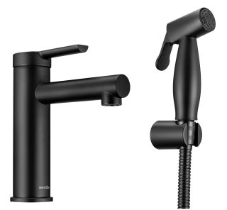 Смеситель для раковины Swedbe Diana 1060B с гигиенической лейкой чёрный
