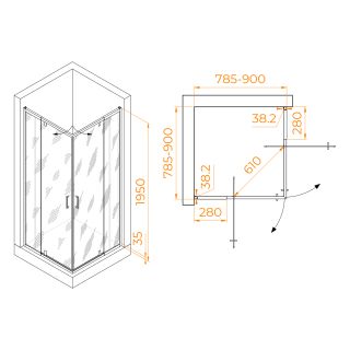 Душевой уголок RGW PA-038B 350803888-14 80x80см чёрный