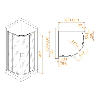 Душевой уголок RGW PA-52 03085288-11 80x80см хром