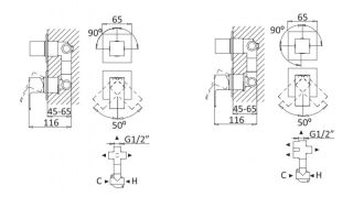 Встраиваемый однорычажный смеситель для душа с поворотным переключателем на 3 выхода, чёрный матовый Cezares PORTA-VDIM3-M-NOP
