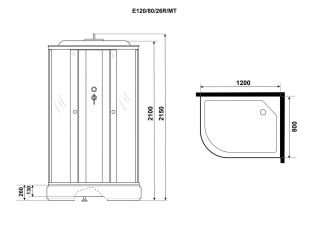 Душевая кабина Niagara Eco E120/80/26R/MT правая