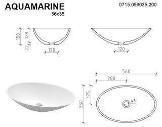 Раковина Whitecross Aquamarine 0715.056035.200 56см белый матовый