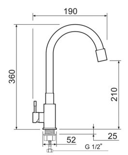 Смеситель для кухни РМС SUS124GY-016F нержавеющая сталь