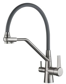 Смеситель для кухни Haiba HB76855-5 с подключением фильтра питьевой воды сталь