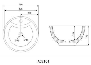 Раковина ABBER Bequem 46см белый AC2101