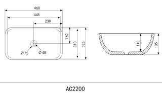 Раковина ABBER Rechteck 46см чёрный матовый AC2200MB