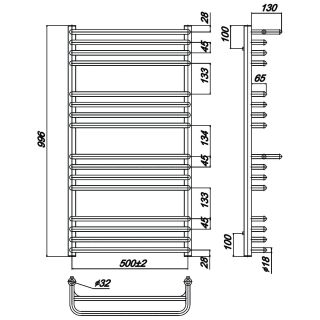 Ravak Полотенцесушитель Водяной Optima 500 x 1000_W
