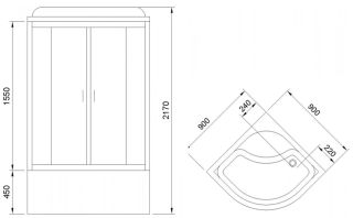 Душевая кабина Royal Bath BK стекло прозрачное 90x90см RB90BK1-T