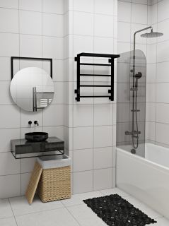 Полотенцесушитель электрический Indigo Forma LEF60-50BRRt с полкой 60x50 см чёрный муар