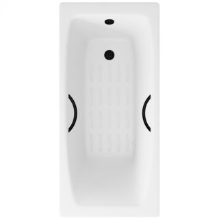 Ванна чугунная Delice Repos DLR220507RB-AS 150х70 с черными матовыми ручками