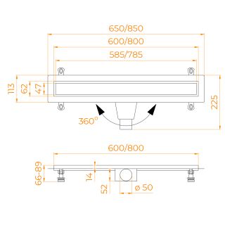 Душевой лоток RGW Drain Leo-21 60212160-01 60см под плитку хром
