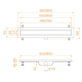 Душевой лоток RGW Drain Leo-41 60214160-01 60см под плитку хром
