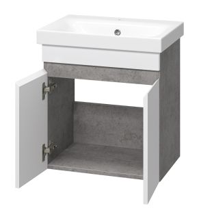 Подвесная тумба под раковину Misty Ронда 50см белый/бетон Чикаго светло-серый