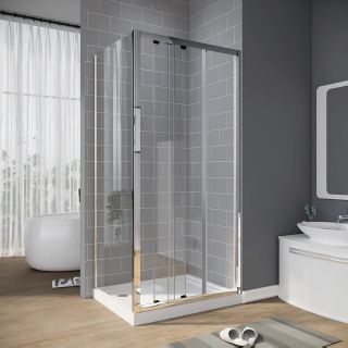 Душевой уголок Veconi Rovigo RV-028B, 1200х1000х1950, черный матовый, прозрачное стекло